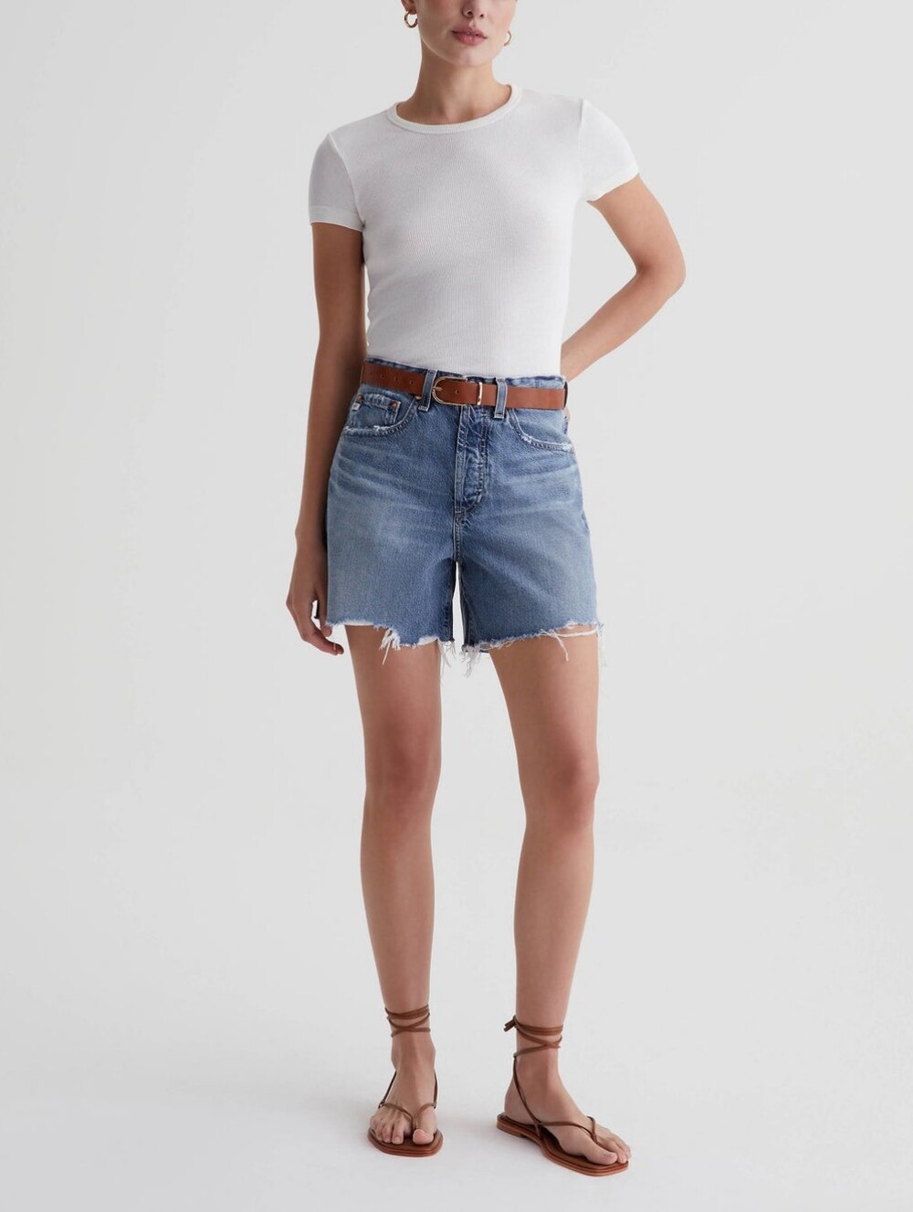 AG Jeans Myth Clove High-Rise Baggy Fit Button Fly Cut Off Shorts Size 25